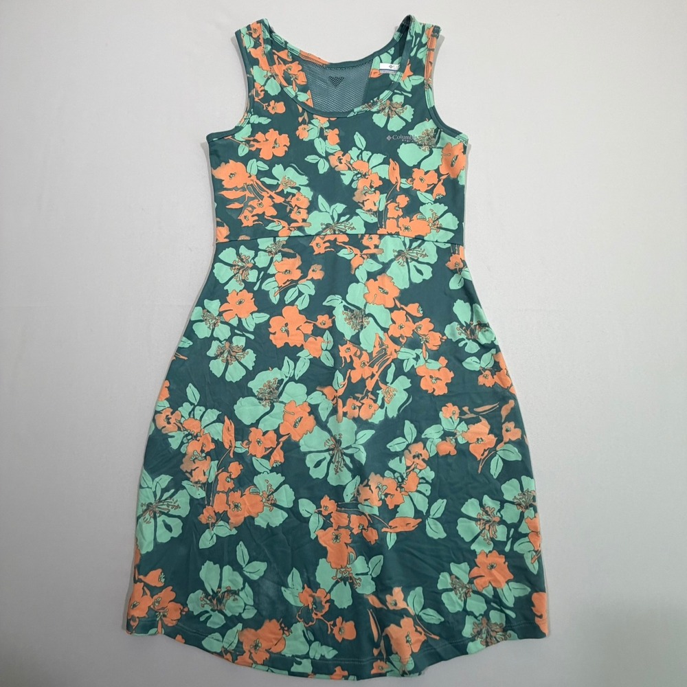 Columbia PFC Dress Women's XS Green Orange Floral Freezer Omni-Freeze Gorpcore